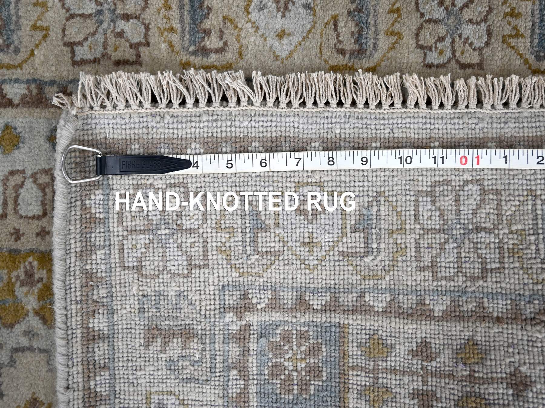 Tribal & Geometric hand-knotted wool runner in Gray & Ivory, 2'8" x 14'1" — SKU O084830 (view 8)