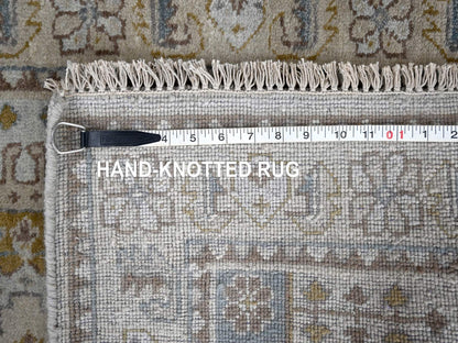 Tribal & Geometric hand-knotted wool runner in Gray & Ivory, 2'8" x 14'1" — SKU O084830 (view 8)