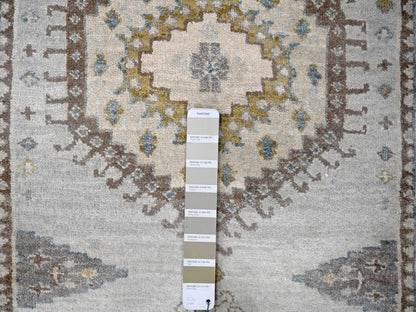 Grey 2'9" x 29'10" Tribal & Geometric Hand knotted Wool Rug - Sku: O084831