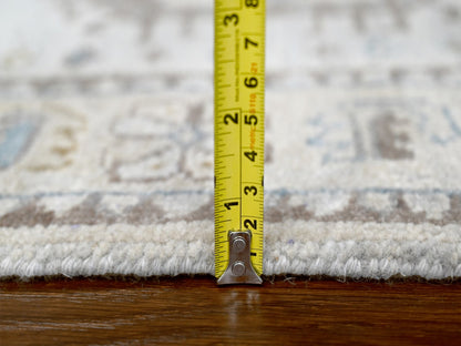Grey 2'9" x 29'10" Tribal & Geometric Hand knotted Wool Rug - Sku: O084831