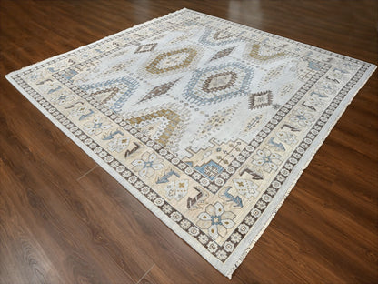 Grey 10'0" x 10'1" Tribal & Geometric Hand knotted Wool Rug - Sku: O084832