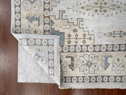 Grey 10'0" x 10'1" Tribal & Geometric Hand knotted Wool Rug - Sku: O084832