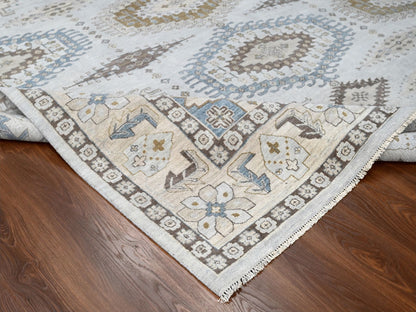 Grey 10'0" x 10'1" Tribal & Geometric Hand knotted Wool Rug - Sku: O084832