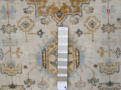 Tribal Heriz hand-knotted wool runner in Ivory & Silver, 2'9" x 13'6" — SKU O084841 (view 4)