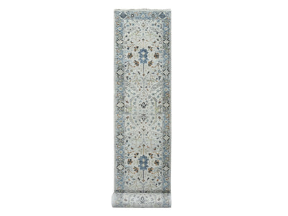 Grey 2'5" x 17'9" Oushak And Peshawar Hand knotted Wool Rug - Sku: O084842