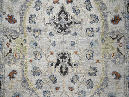 Grey 2'5" x 17'9" Oushak And Peshawar Hand knotted Wool Rug - Sku: O084842