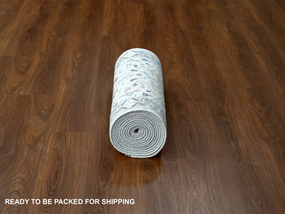 Grey 2'5" x 17'9" Oushak And Peshawar Hand knotted Wool Rug - Sku: O084842