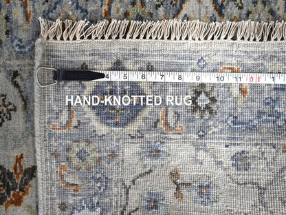 Grey 2'5" x 17'9" Oushak And Peshawar Hand knotted Wool Rug - Sku: O084842