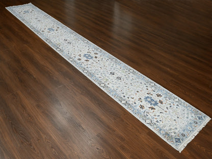 Grey 2'6" x 17'10" Oushak And Peshawar Hand knotted Wool Rug - Sku: O084843
