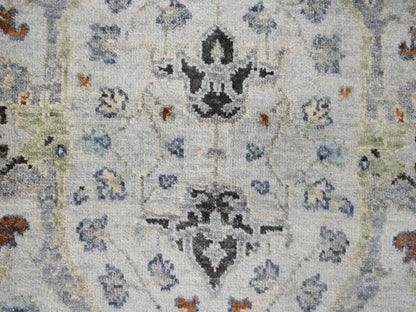 Grey 2'6" x 17'10" Oushak And Peshawar Hand knotted Wool Rug - Sku: O084843
