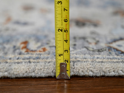 Grey 2'6" x 17'10" Oushak And Peshawar Hand knotted Wool Rug - Sku: O084843
