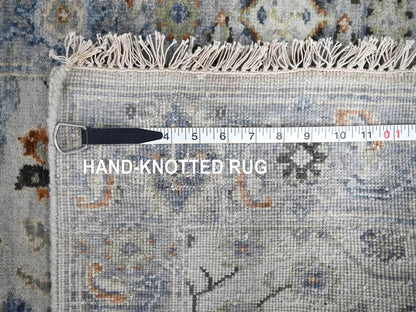 Grey 2'6" x 17'10" Oushak And Peshawar Hand knotted Wool Rug - Sku: O084843