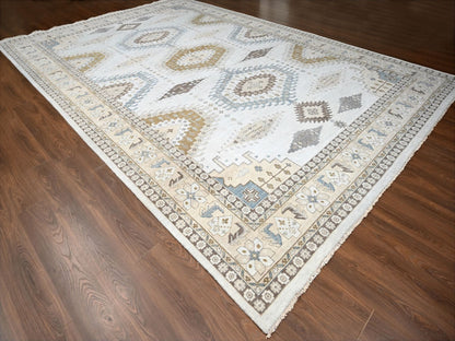 Grey 12'1" x 18'0" Tribal & Geometric Hand knotted Wool Rug - Sku: O084844