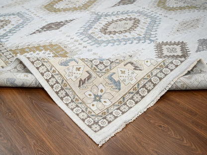 Grey 12'1" x 18'0" Tribal & Geometric Hand knotted Wool Rug - Sku: O084844