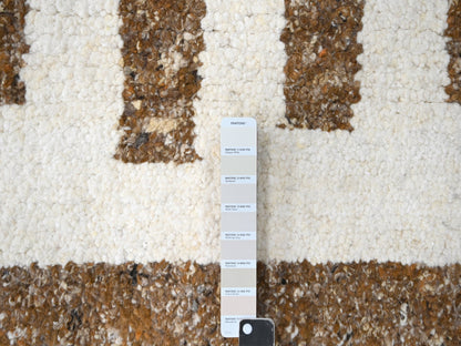 Brown 10'0" x 10'3" Modern / Contemporary Hand knotted Wool Rug - Sku: O084845