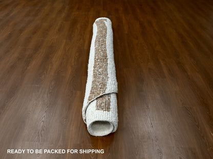 Brown 10'0" x 10'3" Modern / Contemporary Hand knotted Wool Rug - Sku: O084845
