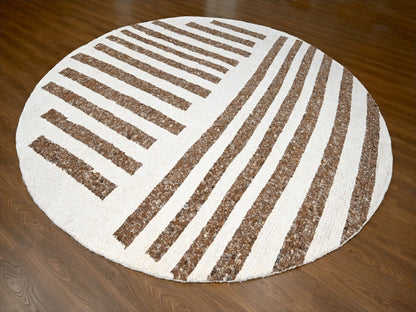 Brown 11'11" x 12'1" Modern / Contemporary Hand knotted Wool Rug - Sku: O084846