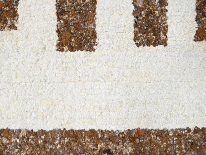 Brown 11'11" x 12'1" Modern / Contemporary Hand knotted Wool Rug - Sku: O084846