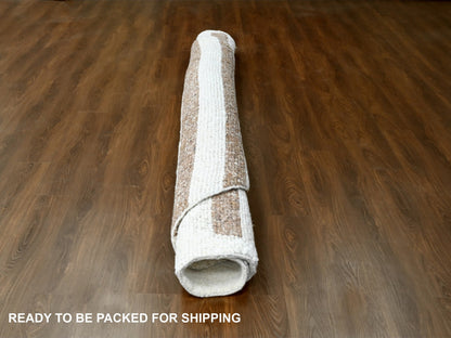 Brown 11'11" x 12'1" Modern / Contemporary Hand knotted Wool Rug - Sku: O084846