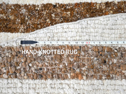 Brown 11'11" x 12'1" Modern / Contemporary Hand knotted Wool Rug - Sku: O084846