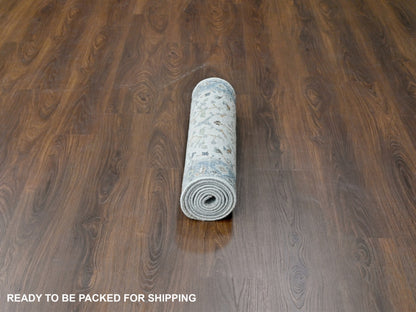 Grey 2'3" x 8'0" Oushak And Peshawar Hand knotted Wool Rug - Sku: O084855