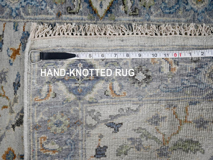 Grey 2'3" x 8'0" Oushak And Peshawar Hand knotted Wool Rug - Sku: O084855