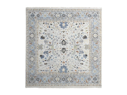 Grey 9'8" x 9'8" Oushak And Peshawar Hand knotted Wool Rug - Sku: O084859