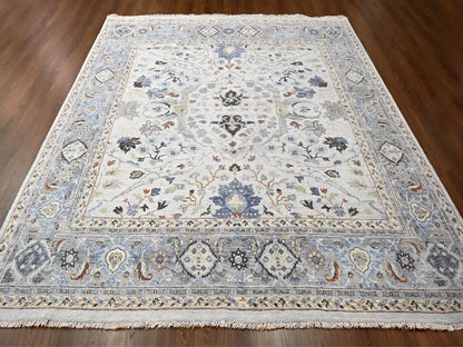 Grey 9'8" x 9'8" Oushak And Peshawar Hand knotted Wool Rug - Sku: O084859