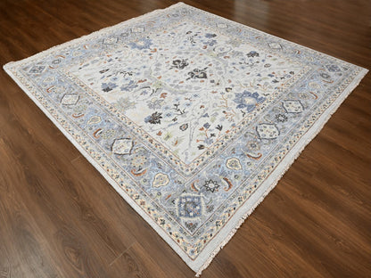 Grey 9'8" x 9'8" Oushak And Peshawar Hand knotted Wool Rug - Sku: O084859