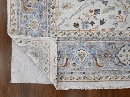 Grey 9'8" x 9'8" Oushak And Peshawar Hand knotted Wool Rug - Sku: O084859