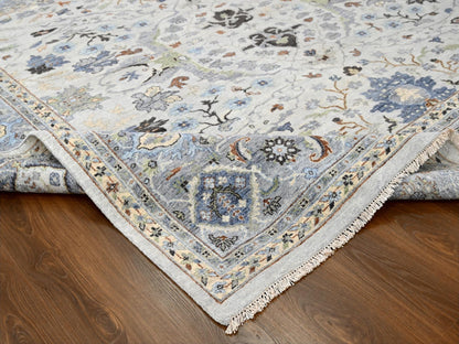Grey 9'8" x 9'8" Oushak And Peshawar Hand knotted Wool Rug - Sku: O084859
