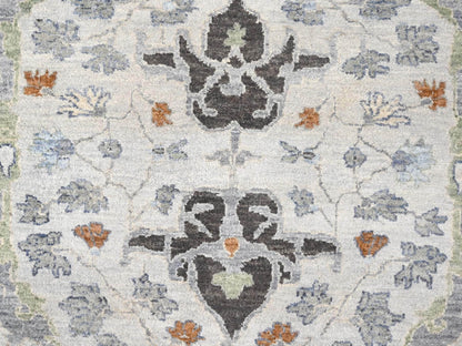 Grey 9'8" x 9'8" Oushak And Peshawar Hand knotted Wool Rug - Sku: O084859