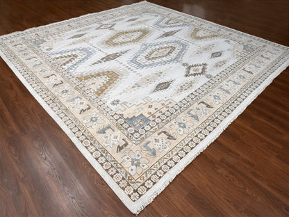 Grey 13'7" x 13'10" Tribal & Geometric Hand knotted Wool Rug - Sku: O084860