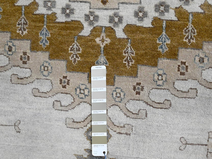 Grey 13'7" x 13'10" Tribal & Geometric Hand knotted Wool Rug - Sku: O084860
