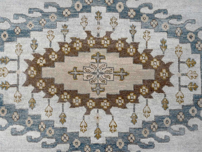 Grey 13'7" x 13'10" Tribal & Geometric Hand knotted Wool Rug - Sku: O084860