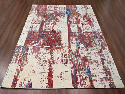 Modern / Contemporary hand-knotted wool rug in Beige, 9'3" x 12'1", SKU O084864