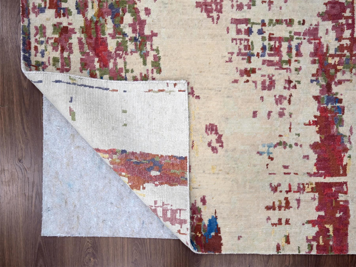 Modern / Contemporary hand-knotted wool rug in Beige, 9'3" x 12'1", SKU O084864