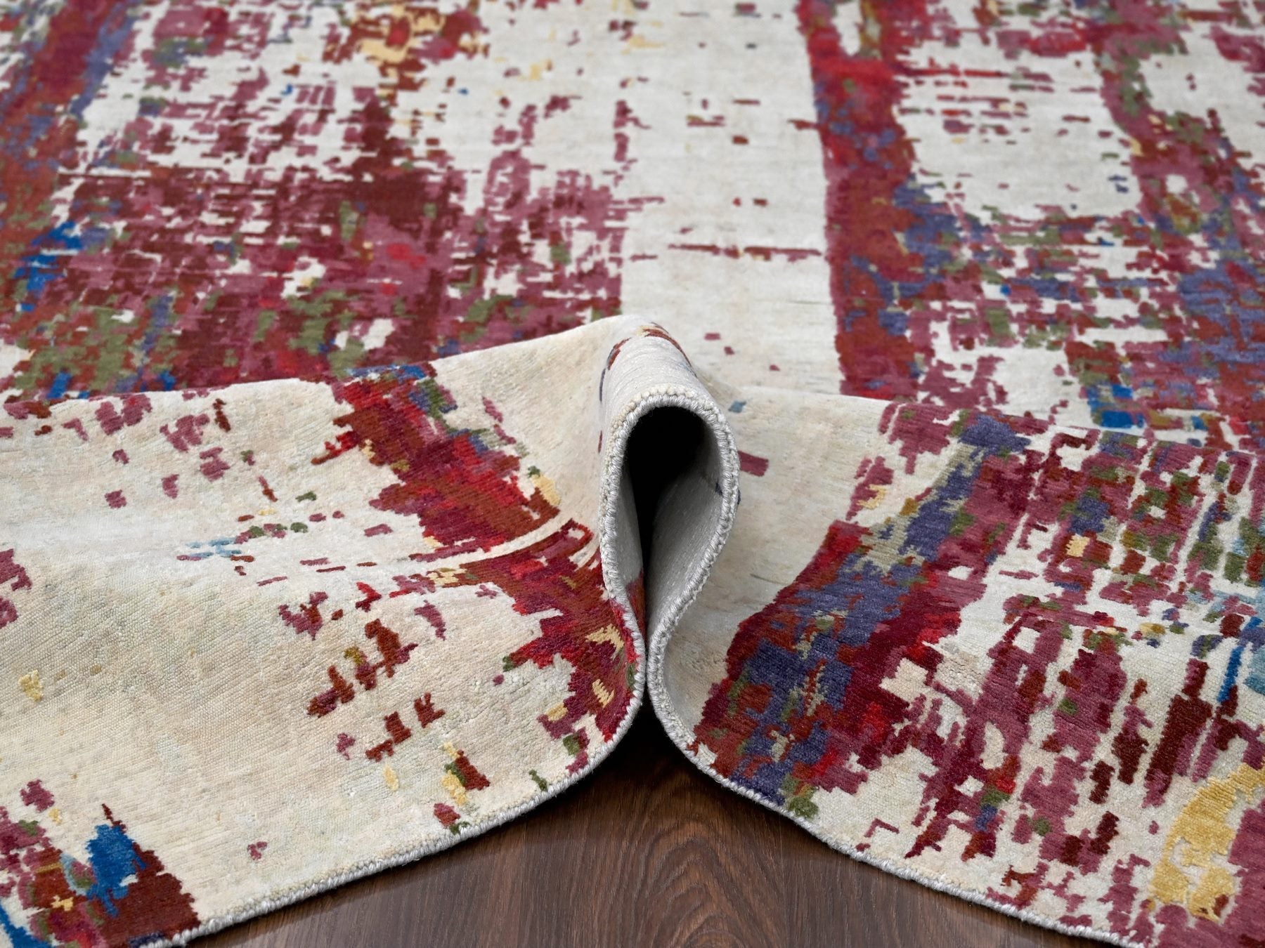 Modern / Contemporary hand-knotted wool rug in Beige, 9'3" x 12'1", SKU O084864