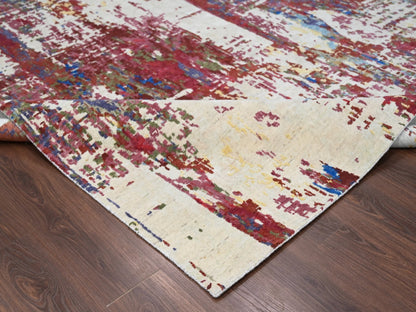 Modern / Contemporary hand-knotted wool rug in Beige, 9'3" x 12'1", SKU O084864