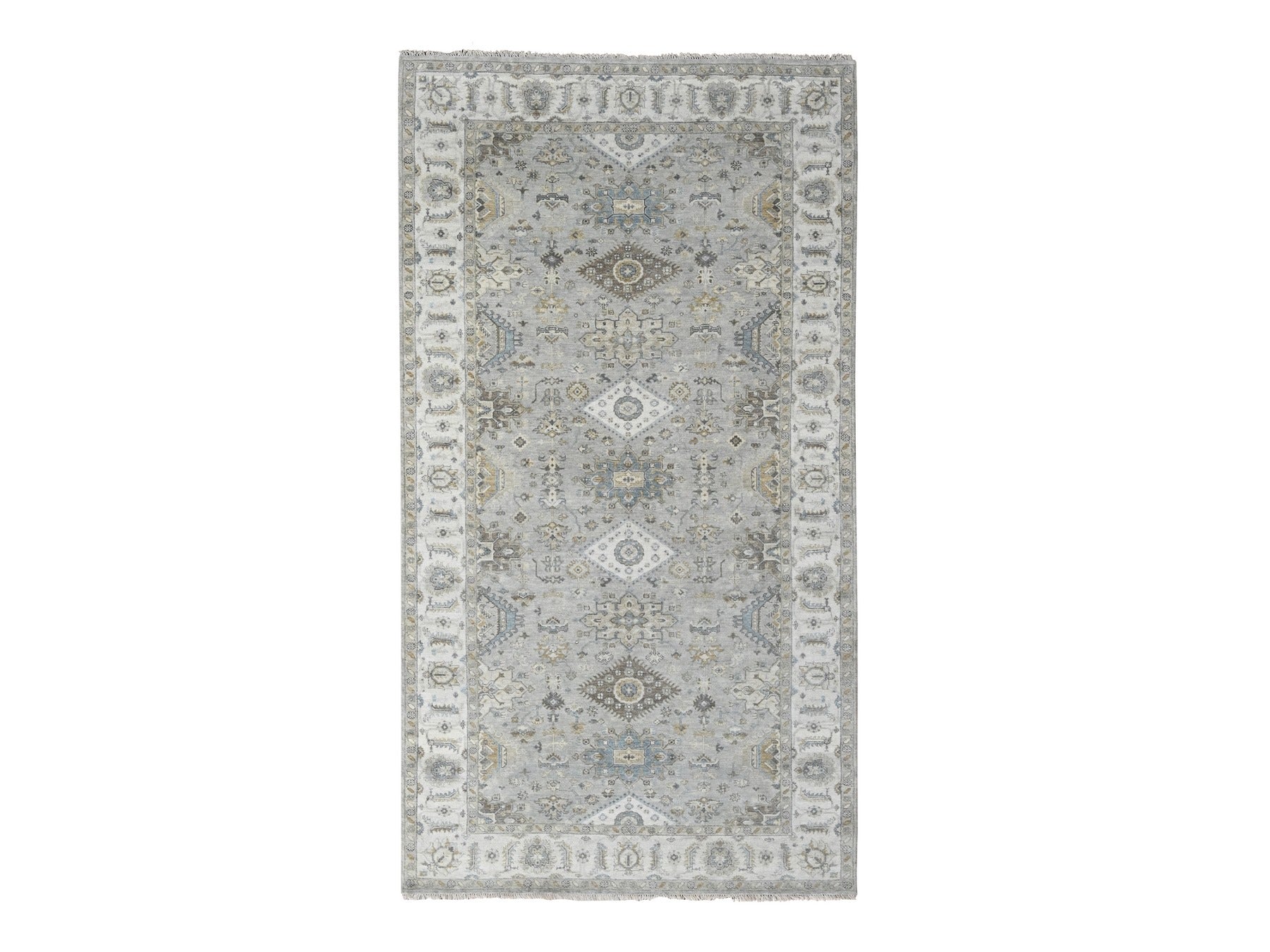 Gray 6'0" x 11'9" Traditional Hand knotted Wool Rug - Sku: O084906