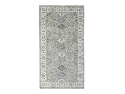 Grey 6'0" x 11'9" Traditional Hand knotted Wool Rug - Sku: O084906