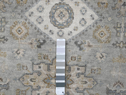 Grey 6'0" x 11'9" Traditional Hand knotted Wool Rug - Sku: O084906