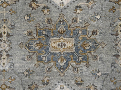Grey 6'0" x 11'9" Traditional Hand knotted Wool Rug - Sku: O084906