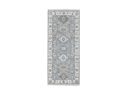 Grey 2'7" x 6'0" Traditional Hand knotted Wool Rug - Sku: O084908