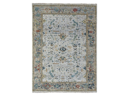 Grey 8'10" x 11'11" Transitional Hand knotted Wool Rug - Sku: O084915