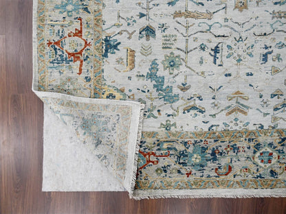 Grey 8'10" x 11'11" Transitional Hand knotted Wool Rug - Sku: O084915