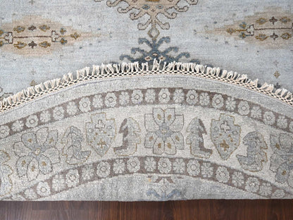 Grey 8'1" x 8'1" Tribal & Geometric Hand knotted Wool Rug - Sku: O084921