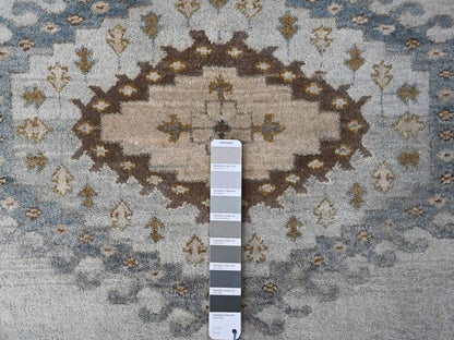 Grey 8'1" x 8'1" Tribal & Geometric Hand knotted Wool Rug - Sku: O084921