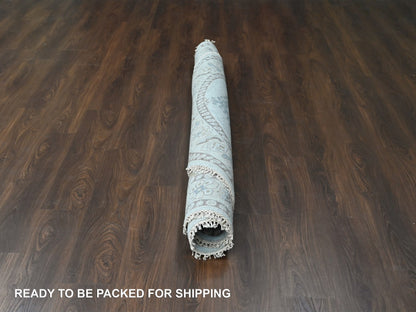 Grey 8'1" x 8'1" Tribal & Geometric Hand knotted Wool Rug - Sku: O084921