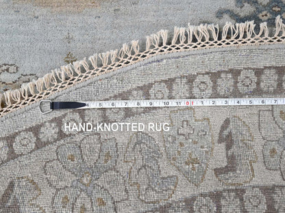 Grey 8'1" x 8'1" Tribal & Geometric Hand knotted Wool Rug - Sku: O084921